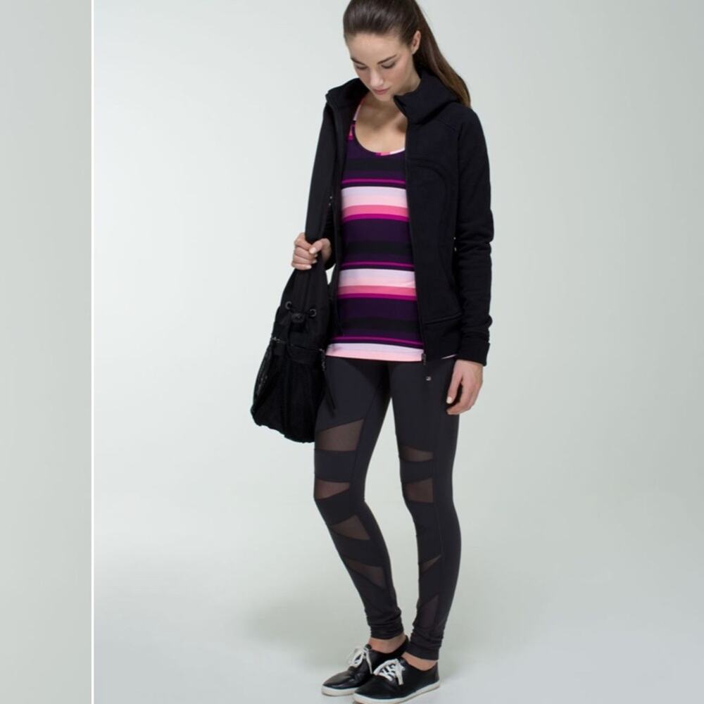 Lululemon Athletica Cool Racerback Tank Stripe Bleached Coral Pink Purple Black - Picture 15 of 16